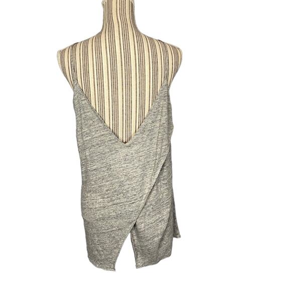 Chaser Gray Sleeveless Dropped Back Faux Wrap Style V-Neck Tank Top Women SZ M - Picture 2 of 10